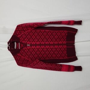 Athleta Womens Full Zip Wool Sweater/Cardigan  Size M Maroon/Red Activewear
